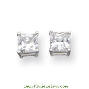 Sterling Silver 5mm CZ Princess Stud Earrings