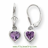 Sterling Silver 5mm Heart Amethyst Leverback Earrings