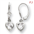 Sterling Silver 5mm Heart CZ Leverback Earrings