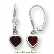 Sterling Silver 5mm Heart Garnet Leverback Earrings