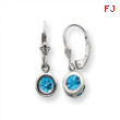 Sterling Silver 5mm Round Blue Topaz Leverback Earrings