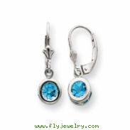 Sterling Silver 5mm Round Blue Topaz Leverback Earrings