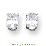 Sterling Silver 5x7mm Oval CZ Stud Earrings