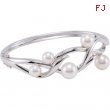 Sterling Silver 6.5- 06.50 Inch Freshwater Cultured Pearl Bangle Bracelet