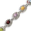 Sterling Silver 6.5''  Rainbow Semi Precious Stone Bracelet