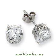 Sterling Silver 6.5mm CZ Stud Earrings