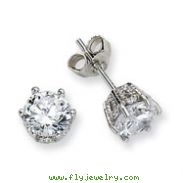 Sterling Silver 6.5mm CZ Stud Earrings