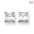 Sterling Silver 6mm CZ Princess Stud Earrings