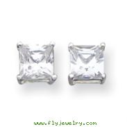 Sterling Silver 6mm CZ Princess Stud Earrings