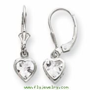Sterling Silver 6mm Heart CZ Leverback Earrings