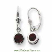 Sterling Silver 6mm Round Garnet Leverback Earrings