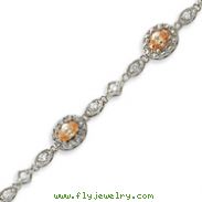 Sterling Silver 7''  Champagne CZ Bracelet