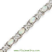 Sterling Silver 7''  Created Opal XO Bracelet