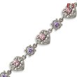 Sterling Silver 7''  Lavender & Pink CZ Bracelet