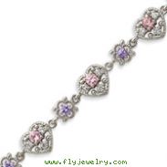 Sterling Silver 7''  Lavender & Pink CZ Bracelet