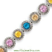 Sterling Silver 7''  Multi-Color CZ Bracelet