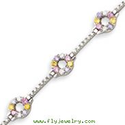 Sterling Silver 7''  Multicolor CZ Bracelet