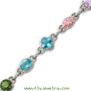 Sterling Silver 7''  Multicolor CZ Bracelet