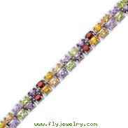 Sterling Silver 7''  Multicolored CZ Bracelet