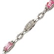 Sterling Silver 7''  Pink & Clear CZ Bracelet