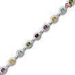 Sterling Silver 7''  Rainbow Semi Precious Stone Bracelet