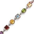 Sterling Silver 7''  Rainbow Semi Precious Stone Bracelet