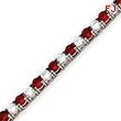 Sterling Silver 7''  Red And White CZ Bracelet