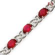 Sterling Silver 7''  Ruby Color CZ Bracelet