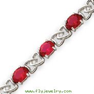 Sterling Silver 7''  Ruby Color CZ Bracelet