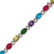 Sterling Silver 7''  Silver Multicolor CZ Bracelet