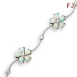 Sterling Silver 7'' Created Opal Flower Bracele