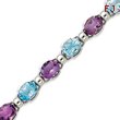 Sterling Silver 7.25''  Amethyst & Blue Topaz Bracelet