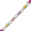 Sterling Silver 7.25''  Multicolored CZ Bracelet