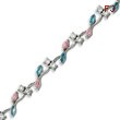 Sterling Silver 7.25''  Pink & Blue CZ Bracelet