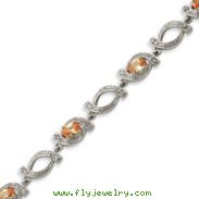 Sterling Silver 7.5''  Champagne CZ Bracelet