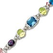 Sterling Silver 7.5''  Multicolored CZ Bracelet