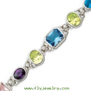 Sterling Silver 7.5''  Multicolored CZ Bracelet