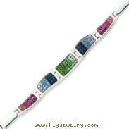 Sterling Silver 7.5''  Multicolored CZ Ferido Style Bracelet