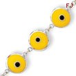 Sterling Silver 7.5'' 3-Dimensional Opaque Yellow Eye Bracelet