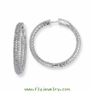 Sterling Silver .75 inch diameter CZ Hoop Earrings