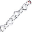 Sterling Silver 7.5inch Polished Fancy Heart Link Bracelet