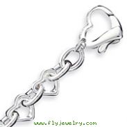 Sterling Silver 7.5inch Polished Fancy Heart Link Bracelet