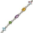 Sterling Silver 7.75''  Multi-Colored Gemstones Bracelet