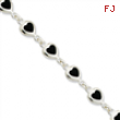 Sterling Silver 7inch Fancy Polished Heart Onyx Bracelet