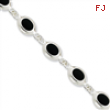 Sterling Silver 7inch Fancy Polished Onyx Bracelet