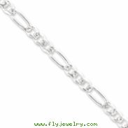 Sterling Silver 7mm Pave Flat Figaro Chain