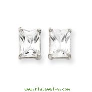 Sterling Silver 7x5mm CZ Emerald Cut Studs