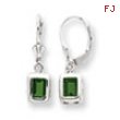 Sterling Silver 7x5mm Emerald Cut Peridot Leverback Earrings