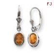 Sterling Silver 7x5mm Oval Citrine Leverback Earrings