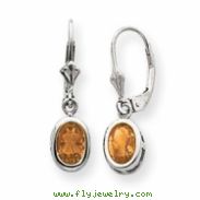 Sterling Silver 7x5mm Oval Citrine Leverback Earrings